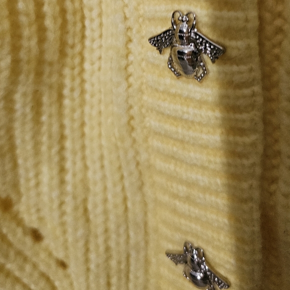 White House Black Market Yellow Bee Cardigan Sweater - Picture 4 of 4